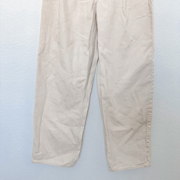 Oak + Fort High Waist Wide Leg Denim Cropped Jeans in‎ Cream Womens Size 2 - Picture 5 of 10